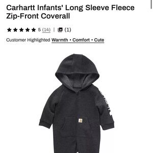 Carhartt Charcoal Hooded Baby Jumpsuit